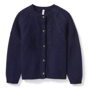 Janie & Jack navy cableknit sweater cardigan navy gold button down toddler girl